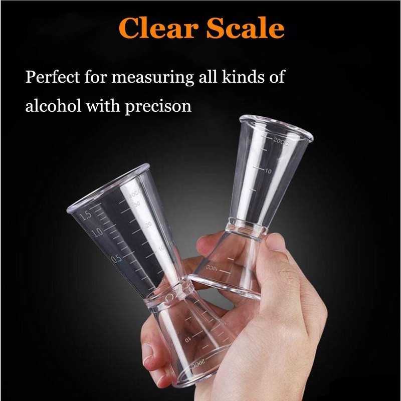 Double Clear Plastic and Stainless Steel Japanese Style Jigger, Set