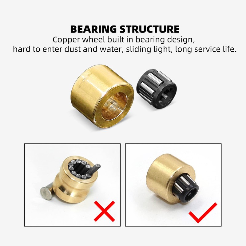 4 Piece Sliding Door Tandem Roller Assembly Stainless Steel Copper