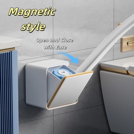 Disposable Toilet Brush and Holder,Cleaning Supplies,Deep Cleaning,Wall Mount Toilet Cleaning System,1 Toilet Wand + 18 Toilet Brush Refill (Ocean Blue Package)