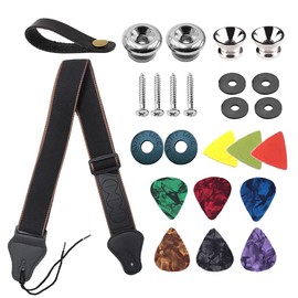 BetterJonny Guitar Strap, Cotton Adjustable Guitar Shoulder Strap, Guitar Strap with Leather Ends, Strap Locks, Guitar Neck Strap for Electric Guitar, Western Guitar, Acoustic Guitar, Bass Brown,