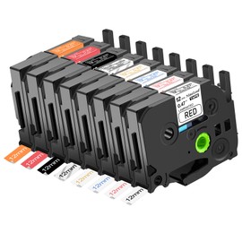 NineLeaf 8x Compatible Brother P Touch Tapes 12 mm 0.47 TZe-231 TZe-232 TZe-233 TZe234 TZe-135 TZe-335 TZe-435 TZe-635 TZe TZe Ptouch Label Tape for PT-H105 PT-H110 PT-P300BT H1000 LB LB LB Lab