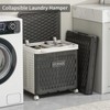 Laundry Hamper with Wheels and Lid, Foldable Clothes Basket for