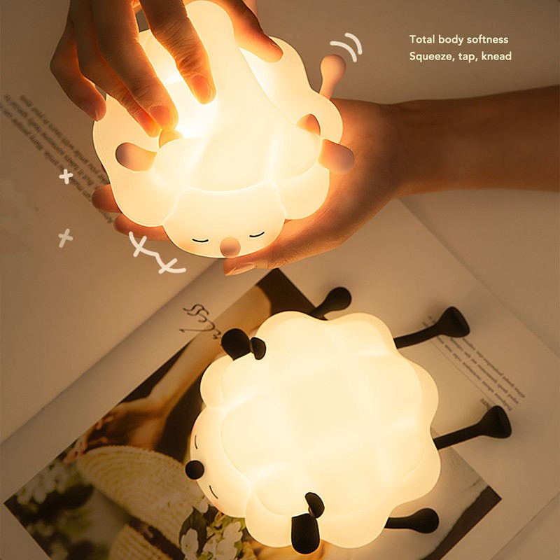 Night Lamp Cute Cartoon Sheep Modeling Three Speed Lighting Eye