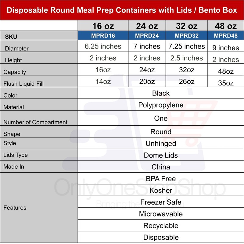 VeZee 48oz Disposable Black Meal Prep/Bento Box with Clear Dome