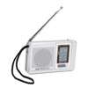 Portable Pocket Radio AM/FM Classic Elegant Design Silver Grey Battery