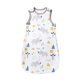 Baby Sleeping Bag for Summer Spring, Animal Cartoon Washable Blanket 1.0 Tog for Baby, Sleeveless Sleeping Bag (Rhinoceros, 12-18 Months)