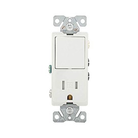 Eaton TR7730W 15-Amp 3-Wire TR Receptacle 120-Volt Decorator Combination Single-Pole Switch with 2-Pole, White