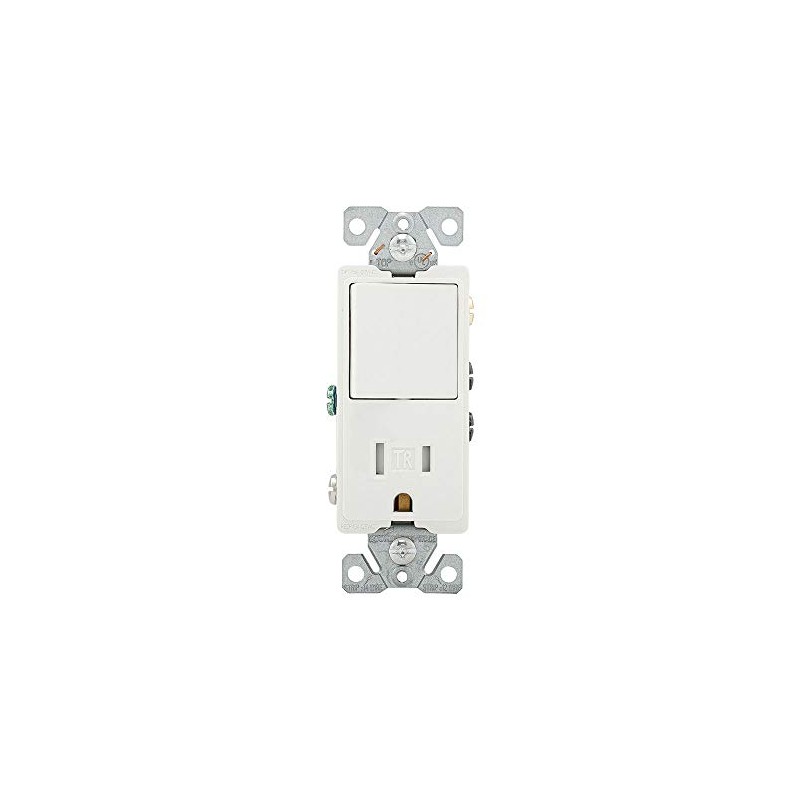 Eaton TR7730W 15-Amp 3-Wire TR Receptacle 120-Volt Decorator Combination Single-Pole
