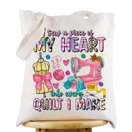 G2TUP Sewing Machine Tote Bag Sewing Quilting Lover Gift I Sew A Piece Of My Heart Into Every Quilt I Make Shoulder Bag, I Sew Piece Tb
