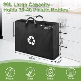 Yiomxhi Deposit Bottles Collection Container with 3 Compartments, 96 L Large Deposit Bottles Container Storage, Foldable Empty Bottle Collector Bottle Bag for Kitchen & Storage Room, Black