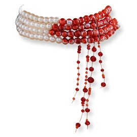 Halloween Blood Drip Necklace for Women Gothic Vampire Choker with Rose & Imitation Blood Red Pearls Bloody Party Costume Jewelry Accessories (White 01)