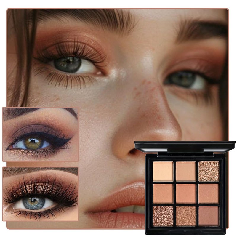 Punk Brown Glitter Eye Shadow 9 Colors, Palette Shadow Pigment,