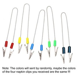 4 Pieces Napkin Clip Napkin Chain Bib Chain Lanyard Napkin Holder Bib Holder Clip Apron Napkin Clip Lanyard Neck Strap Flexible Napkin Holder Keep Your Napkin Securely Placed While Dining Silver Color