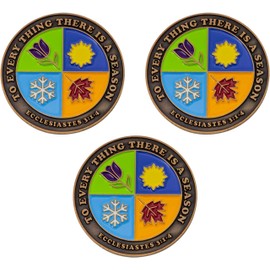 A Season for Everything Christian Coin, Bulk Pack of 3, Seasons of Life Pocket Token of Encouragement, Religious Handout for Bible Study and Small Groups, Antique Gold Plated Ecclesiastes 3:1-4 Gift