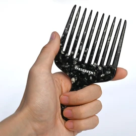 MANETURAL 14MX Hair Comb for Women, Curly Hair Picks, Mustache and Beard Comb for Men, Wide Tooth Comb for Curls, Afro Pick, 5.5 inches(Black, 2 PACK)