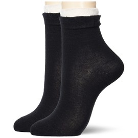 Gunze SABRINA Women's Washi Thread Socks, Ruched Opening, Set of 2 Pairs, Black