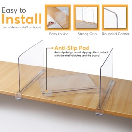 HOMY BLISS Acrylic Shelf Dividers for Closet Organization 11 x 7.9 inches, Pack of 4 Tall Closet Shelf Organizer with Smooth Corners | Clear Closet Shelf Dividers for Shelves