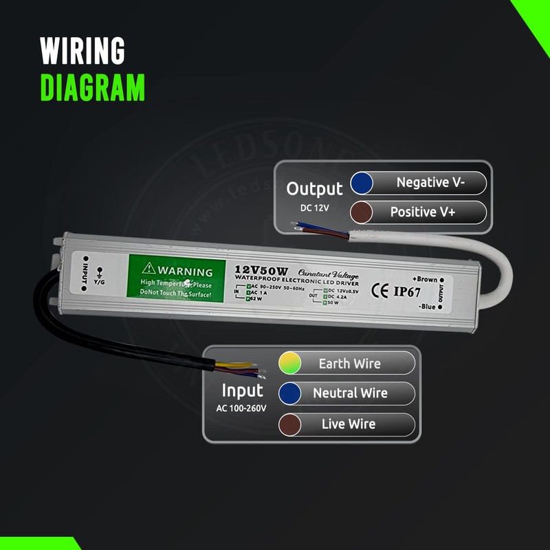 DC 12V Waterproof IP67 LED Driver Power Supply Transformer 80W