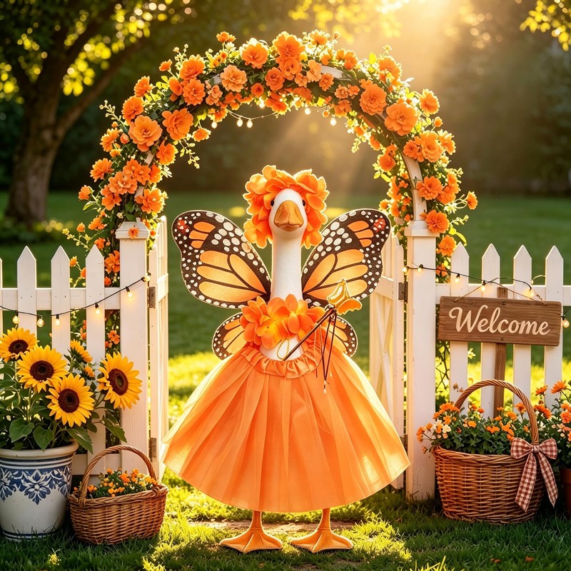 5 Pcs Butterfly Porch Goose Outfits for 17'' 23'' Lawn