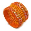 Avalaya Bohemian Wide Beaded Cuff Bangle with Sequin (Pumpkin Orange)
