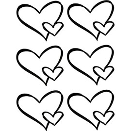 Pack of 6 Two Love Heart Scribble Stickers - Scrapbook Stickers - Laptop Stickers - Cute Stickers - I Love You Gifts - Heart Stickers - Phone Stickers - Love Gifts for Her (5cm x 4cm, Black)