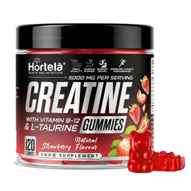 Creatine Gummies 5000mg – Creatine Monohydrate with B12 & L-Taurine | Strawberry Flavour Chewables for Men & Women | Energy, Muscle & Recovery Support | 120 Count (1 Month Supply) (Strawberry)