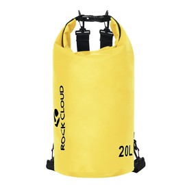 ROCK CLOUD Dry Bag Waterproof 20L Dry Sack for Kayaking Rafting Boating Beach Surfing Swimming Canoe Camping Hiking Fishing Ski, Yellow