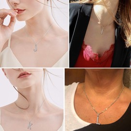 Aurora Tears 26 Letters Necklace/Stud Earrings, 925 Sterling Silver, Initial A-Z Alphabet Pendant/Earring with Cubic Zirconia, Jewellery Gifts for Women, Cubic zirconia, K