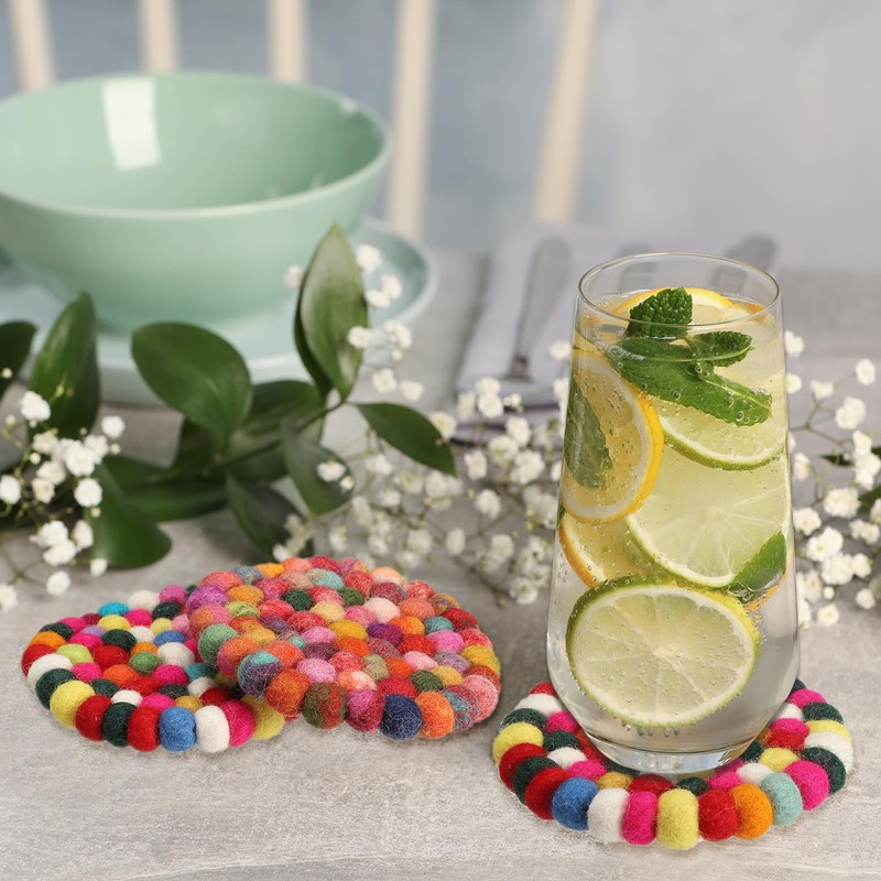 PATIKIL Set of 5 Round Wool Felt Coasters, Absorbent Cute