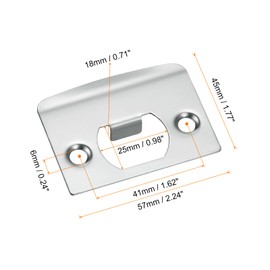 sourcing map 3Pcs Door Strike Plate, 57mm x 45mm Stainless Steel Latch Deadbolt Replacement Lock Strike Plate for Door Frame Door Jamb Reinforcement, Silver