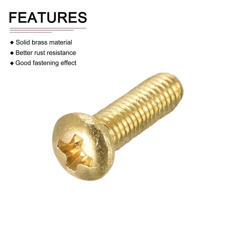 DTGN 14pcs M3x10mm(DxL) Brass Head Machine Screws Suitable for Machinery