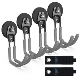 3-H Heavy Duty Magnet Garage Hooks 4 Pack, J Shape Strong Magnetic Hooks for Hanging Cordless Power Drill, Utility Magnetic Tool Holder for Metal Cabinet, Steel Pegboard, Toolbox, Garage(Grey)