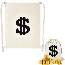 Purse with Dollar Sign, Bag with Dollar Sign 30 x 40 cm, Bank Robber Money Bag, Thief Accessories Set, Money Bag with Dollar Signs for Stage Performances, Treasure Hunts, Role Play