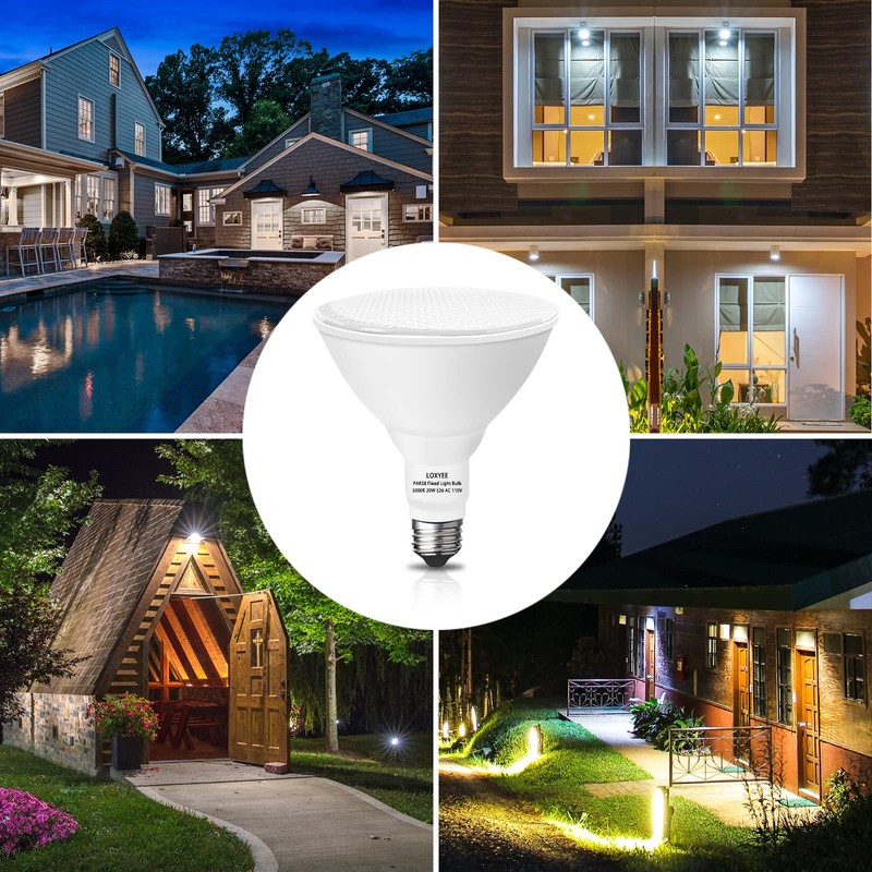 LOXYEE PAR38 LED Outdoor Flood Light Bulbs 4 Pack，Dimmable 20W(200W