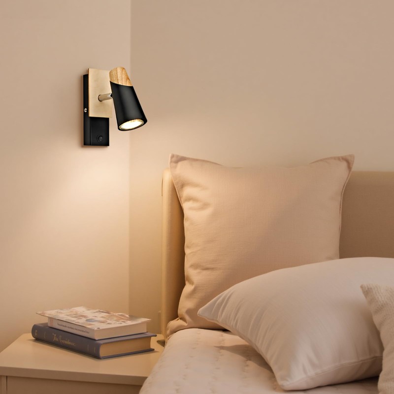 LMINGHON Matte Black Wall Sconces, LED Wall Lamp with On/Off