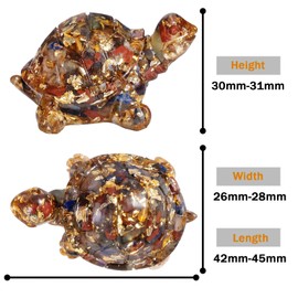 mookaitedecor Set of 2 Resin Mixed Crystal Turtle Tortoise Ornament Home Desk Decor, Healing Crystal Colourful Turtle Animal Figurine Gift Feng Shui Good Luck Pocket Stone Statue