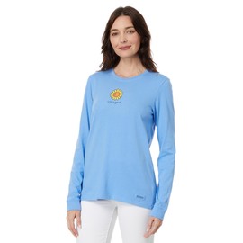 Life is Good. Women's Sunflowerscape LS Crusher Tee, Cornflower Blue, Small