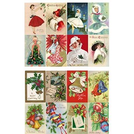 Decoupage Paper Pack (10sheets A4 / 8"x12") Vintage Christmas Bells Decorations Fairy FLONZ Vintage Ephemera