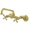 Kingston Brass KS213PB Victorian Two Handle Wall Mount Kitchen Faucet,