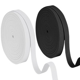 Omeblos Elastic for Sewing 6mm Wide, 40M White Black Sewing Elastic Cord Bands Flat Braided Stretch Strap Rope for Sewing DIY Projects, Arts & Crafts, Waistband and Pants Waist