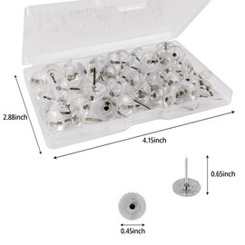 50 Pcs Push Pins, Clear Thumb Tacks, Flat Thumbtacks for Wall Hanging, Cork Board, Bulletin Board (50, Clear)