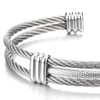 COOLSTEELANDBEYOND Men Women Stainless Steel Twisted Cable Adjustable Cuff Bangle