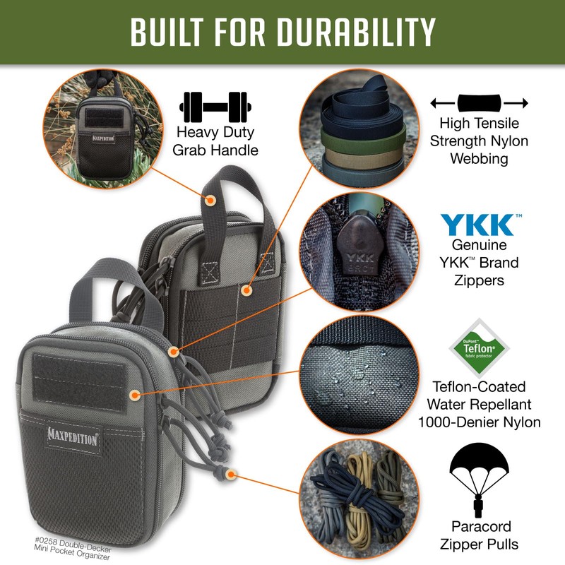 MAXPEDITION Double-Decker Mini Pocket Organizer (4” x 2.5” x 6”)