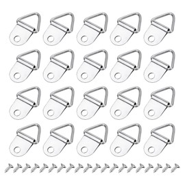 sourcing map 100Pcs Triangle Ring Iron Picture Hangers with Screws, Single Hole with Screw Small Decor Hooks for Hanging Picture Clock, Paintings Artwork Picture Frame Hook Photos Silver