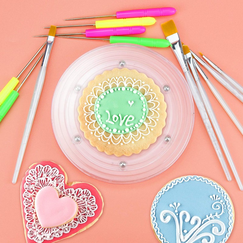 Dxhycc Cookie Decorating Kit Supplies Including 1 Acrylic Cookie Turntable,