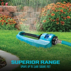 Aqua Joe Aqua Joe SJI-OMS16 Indestructible Metal Base Oscillating Sprinkler with Adjustable Spray, 3600-Square Foot Coverage