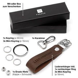 FABACH Leather Keyring with Changeable Keyring in Gift Box - Key Pendant for Best Friend and Partner with Favourite Person Engraving - Key Chain Key Holder