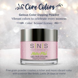 SNS Nail Dip Powder, Gelous Color Dipping Powder - Beyond Ecstasy (Pink/Rose, Shimmer) - Long-Lasting Dip Nail Color Lasts 14 Days - Low-Odor & No UV Lamp Required - 1oz