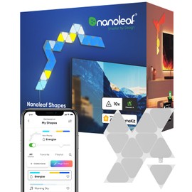 Nanoleaf Nanoleaf Shapes WiFi and Thread Smart RGBW 16M+ Color LED Dimmable Gaming and Home Decor Wall Lights Expansion Pack (Mini Triangles (10 Pack))