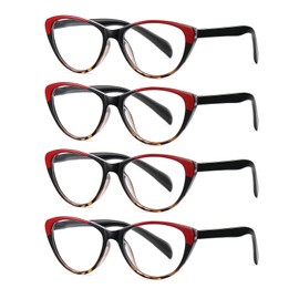 SOCTICK Cat Eye Reading Glasses for Women Blue Light Blocking,Readers for Women 2.75 with Comfort Spring Hinges,Fashion Designer Ladies Eyeglasses(4 pack)